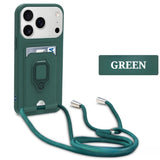 Multifunctional Ring Holder Car Magnetic Card Holder With Lanyard Phone Case for IPhone