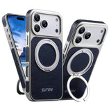 Rotating magnet ring folding stand leather magnetic phone case suitable For iPhone
