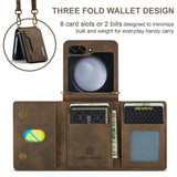 Flip Wallet Card Holder Cover With Lanyard For Samsung Z Flip