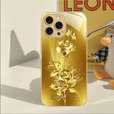 Gold Metallic Paint Glass Phone Case For iPhone