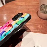 New colorful building block Glass Case For iPhone