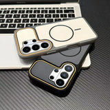 Luxury color-blocked frosted magnetic phone case For Samsung