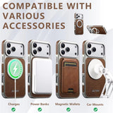 Rotating magnet ring folding stand leather magnetic phone case suitable For iPhone