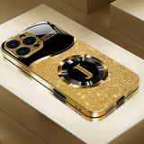 Shining Letter A Pattern Gold Metallic Paint Glass Phone Case For iPhone