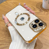 Clear Luxury Plating Camera Protection Magnetic Soft TPU Case For iPhone