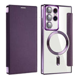 Magnetic Leather Card Clear Book Case For Samsung