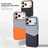 Premium Spliced Texture Magnetic Card Case For iPhone