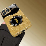 Shining Letter A Pattern Gold Metallic Paint Glass Phone Case For iPhone