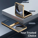 PU Leather Plating Hinge Full Protective Case For Samsung Galaxy Z Flip