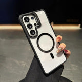 Transparent Magnetic Metal Lens Bracket Case For Samsung