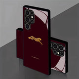 Affordable luxury burgundy protective case with gold leopard pattern For Samsung