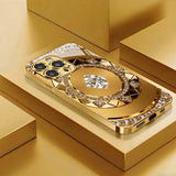 Golden Diamond Plate Pattern Gold Metallic Paint Glass Case For iPhone