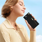 Stylish Leather Crossbody Zipper Back Cover Holder Wallet Card Holder Phone Case 3-In-1 for iphone