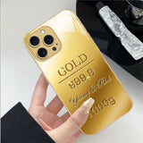Gold Metallic Paint Glass Phone Case For iPhone