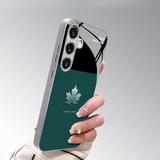 Vintage Moss Green Steel Pattern Glass Protective Cover For Samsung
