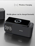 Retro Bluetooth Speaker with Radio Wireless Charging Bluetooth Speaker TF Card Clock Outdoor Speaker