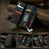 Leather Zipper Strap Wallet Case For Sumsung Galaxy