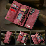 Leather Zipper Strap Wallet Case For Sumsung Galaxy