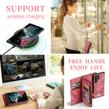 Leather Zipper Strap Wallet Case For Sumsung Galaxy