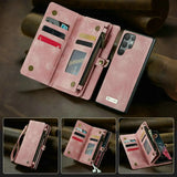 Leather Zipper Strap Wallet Case For Sumsung Galaxy