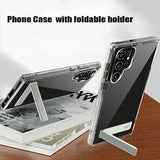 Clear Mobile Phone Case Metal Stand Case for Samsung