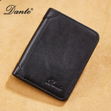 Dante Men's Genuine Leather Wallets RFID Anti-theft Brush Vertical Style Three Fold Retro Top Layer Cowhide Foreign Trade Purse