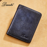Dante Men's Genuine Leather Wallets RFID Anti-theft Brush Vertical Style Three Fold Retro Top Layer Cowhide Foreign Trade Purse