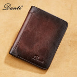 Dante Men's Genuine Leather Wallets RFID Anti-theft Brush Vertical Style Three Fold Retro Top Layer Cowhide Foreign Trade Purse
