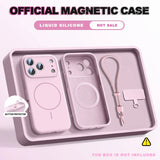 Magnetic Wrist Strap Liquid Silicone Phone Case For iPhone