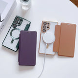 Flip Plating Clear Magnetic Fold Wallte Case For Samsung