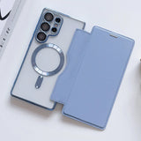 Flip Plating Clear Magnetic Fold Wallte Case For Samsung