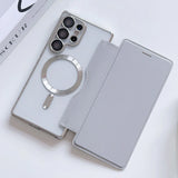 Flip Plating Clear Magnetic Fold Wallte Case For Samsung