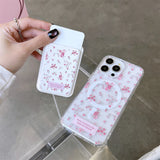 Floral Wireless Charge Wallet Card Holder Clear Case For iPhone