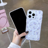 Floral Wireless Charge Wallet Card Holder Clear Case For iPhone