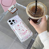 Floral Wireless Charge Wallet Card Holder Clear Case For iPhone