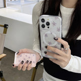 Floral Wireless Charge Wallet Card Holder Clear Case For iPhone