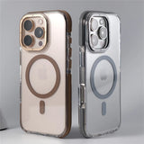Magnetic Transparent  Metal Lens Clear Shockproof Cases For iPhone