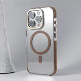 Magnetic Transparent  Metal Lens Clear Shockproof Cases For iPhone