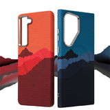 Hit Color Carbon Fiber Texture Metal Lens Wireless Charging Hard Case for Samsung Galaxy