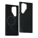 Hit Color Carbon Fiber Texture Metal Lens Wireless Charging Hard Case for Samsung Galaxy