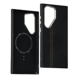 Hit Color Carbon Fiber Texture Metal Lens Wireless Charging Hard Case for Samsung Galaxy