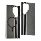 Hit Color Carbon Fiber Texture Metal Lens Wireless Charging Hard Case for Samsung Galaxy