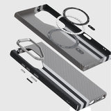 Hit Color Carbon Fiber Texture Metal Lens Wireless Charging Hard Case for Samsung Galaxy