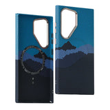 Hit Color Carbon Fiber Texture Metal Lens Wireless Charging Hard Case for Samsung Galaxy