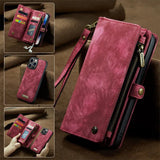 Leather Detachable Zipper Wallet Card Case for iPhone