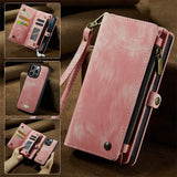 Leather Detachable Zipper Wallet Card Case for iPhone