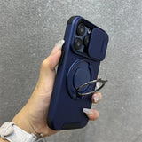 Luxury Armor Magnetic Bracket Slide Camera Protection Case For iPhone