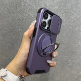 Luxury Armor Magnetic Bracket Slide Camera Protection Case For iPhone