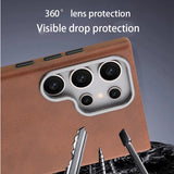 Luxury Leather Shockproof Magnetic Wireless Charge Case for Samsung Galaxy