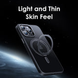 Magnetic 360°Rotation Stand With Ring Holder Frosted Transparent Case For iphone